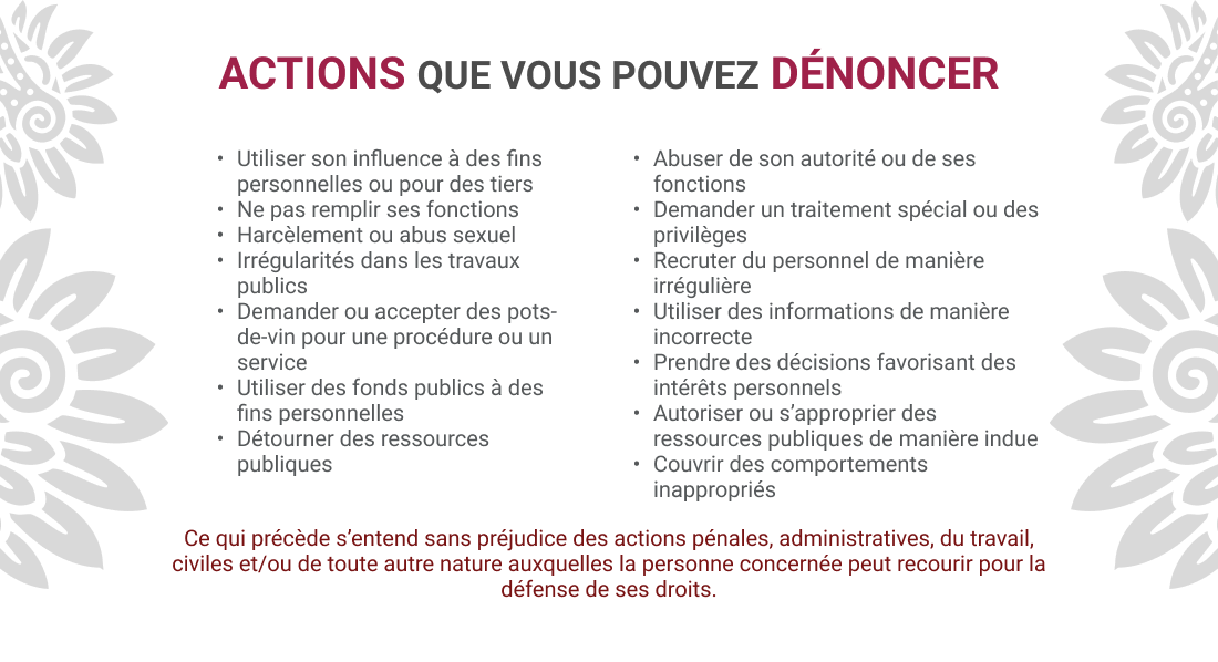Acciones que puedes denunciar